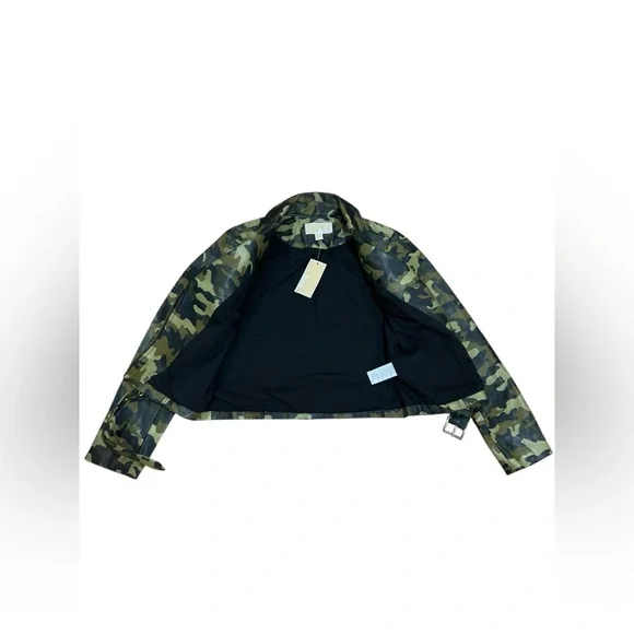 Michael Kors Camouflage Women Faux Leather Jacket Size S NWT - Picture 4 of 6